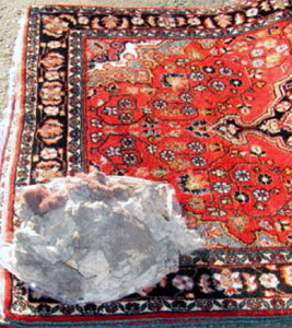 15.6# of weight when rug was brought into our shop for washing